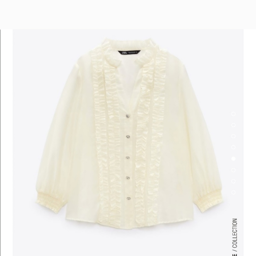 Zara sheer blouse with ruffles